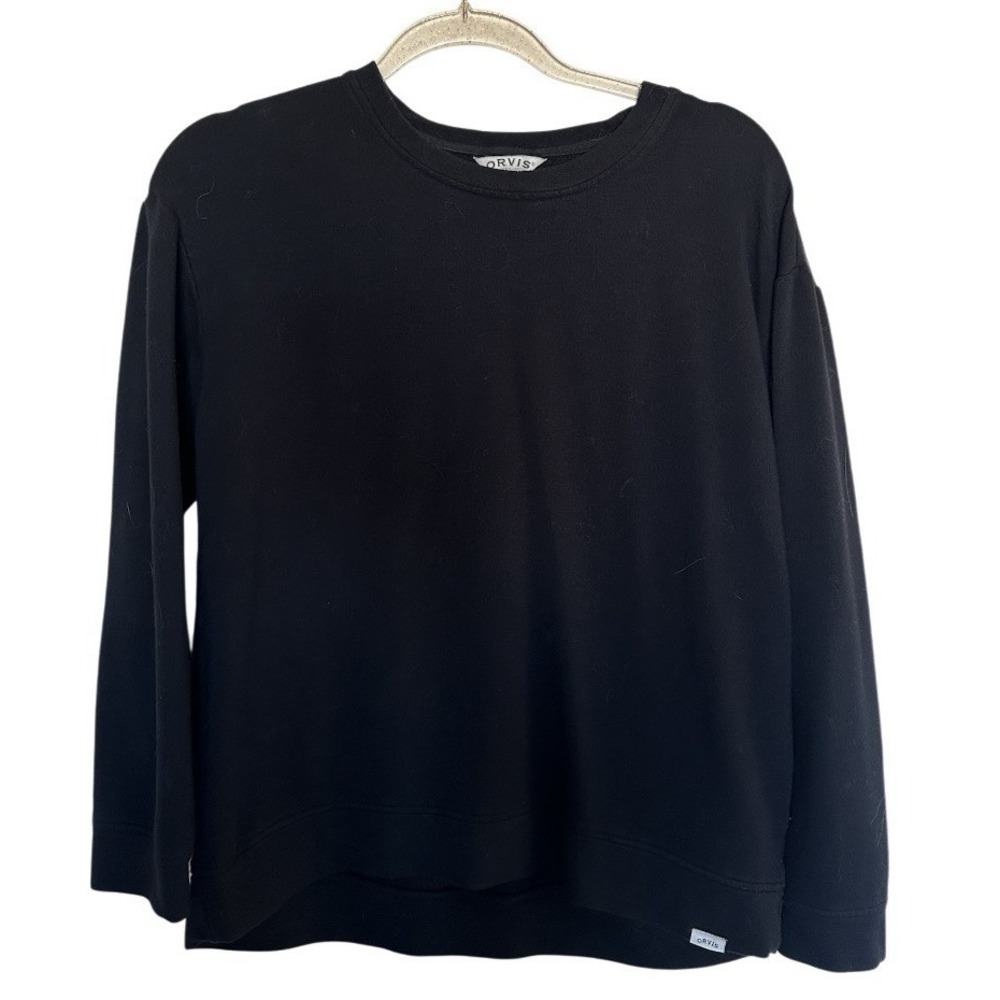 Orvis‎ Women's Relaxed Fit Hi Low Hem Black Sweatshirt NWT Sz Small